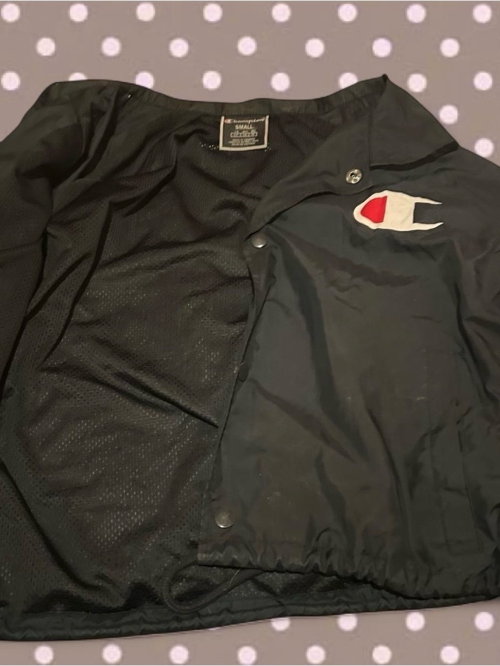 Champion Black Bomber Jacket with Red & White Logo